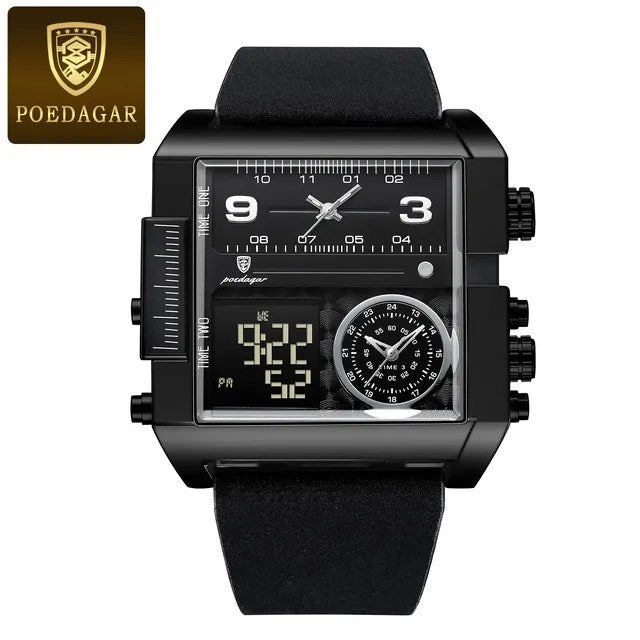 POEDAGAR 997 Luxury* Montre-bracelet Rectangle Étanche Lumineux pour Hommes