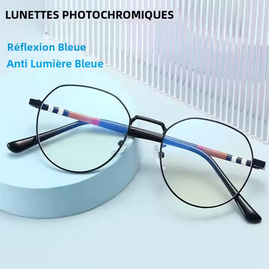 Lunettes photochromiques anti-lumière bleue à reflet bleu