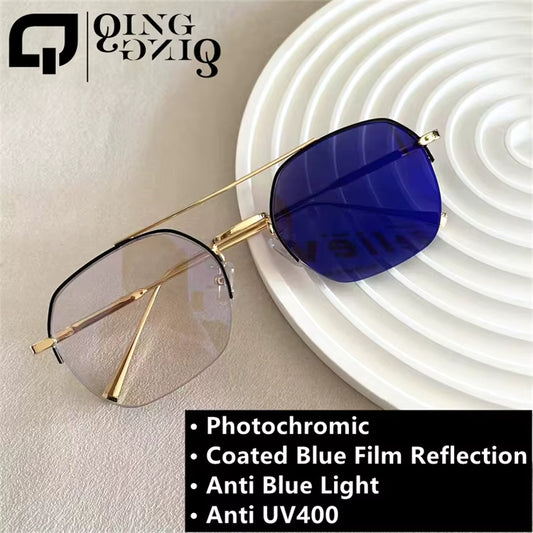 Lunettes photochromiques anti-lumière bleue à reflet bleu