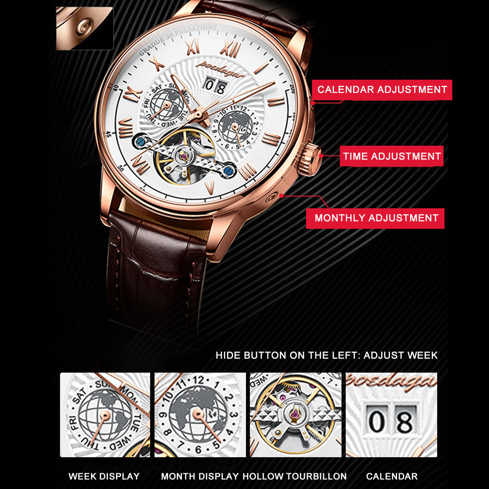 Montre automatique de luxe Poedagar 1409
