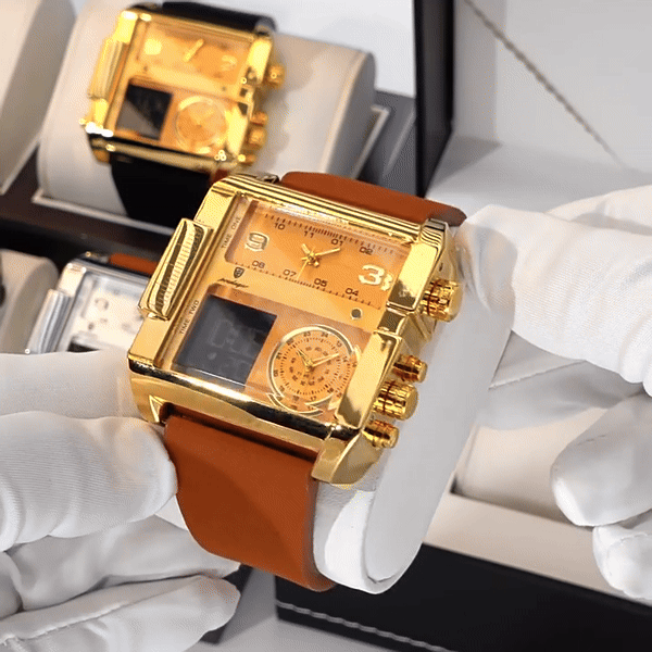 POEDAGAR 997 Luxury* Montre-bracelet Rectangle  Étanche Lumineux pour Hommes